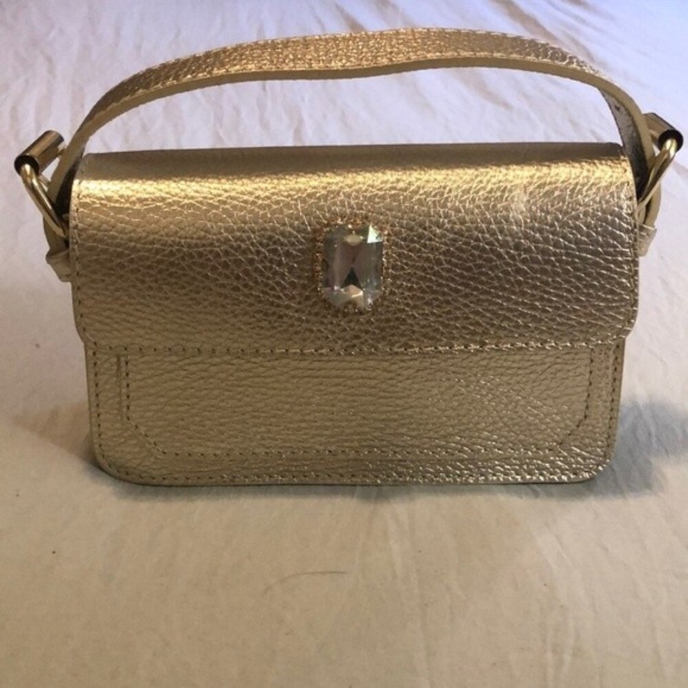 Persaman New York Jacquiline Top Handle Leather Satchel Gold